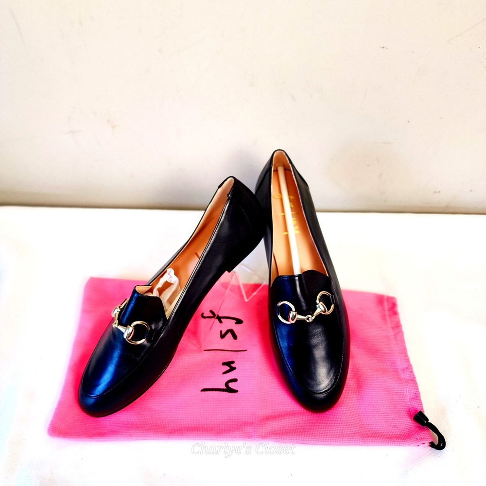 FS/NY French Soles Flats NWOB 8.5 Black Horsebit Leather Spain Minimalist Luxe